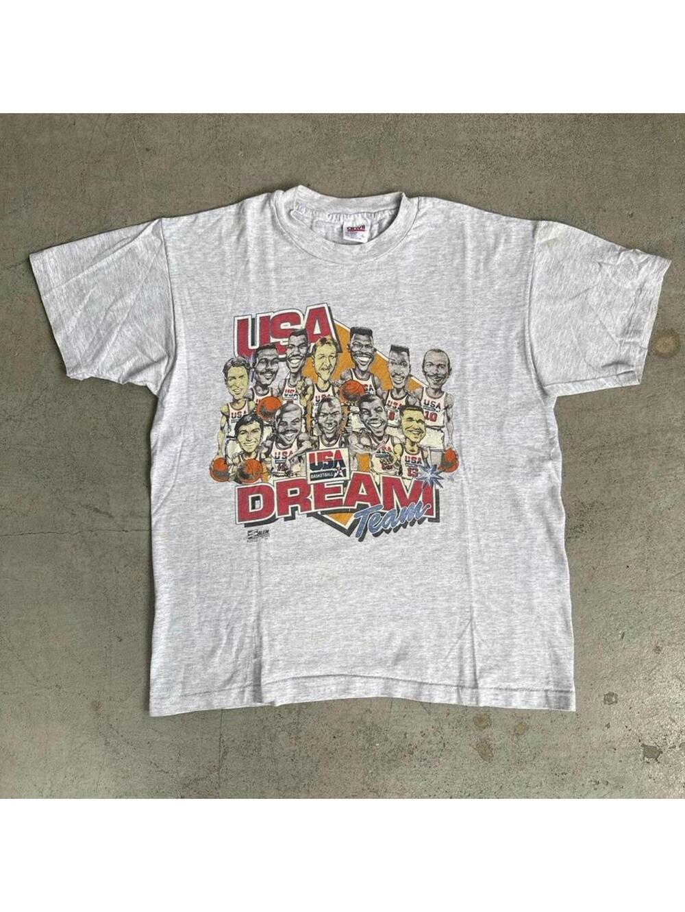Vintage 90s NBA USA Dream Team Basketball Caricature T Shirt